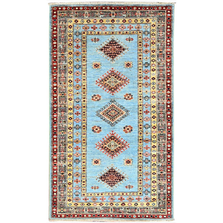 Kazak Wool Hand Knotted Rug Blue Blue 3.0X5.2 -O086319