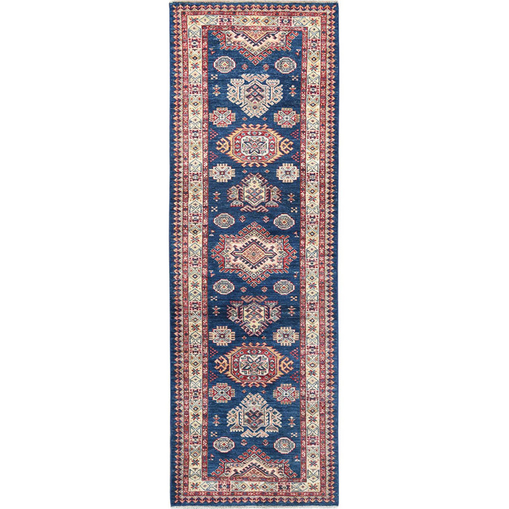 Kazak Wool Hand Knotted Rug Blue Ivory 2.7X7.10 -O082742