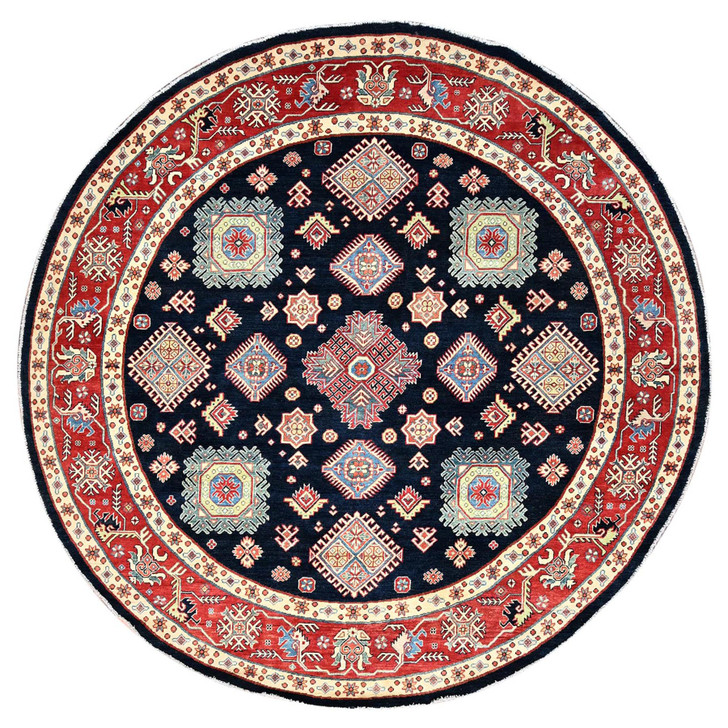 Kazak Wool Hand Knotted Rug Blue Red 8.10X8.10 -O086218