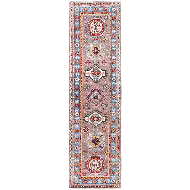 Kazak Wool Hand Knotted Rug Grey Blue 2.6X9.2 -O086290
