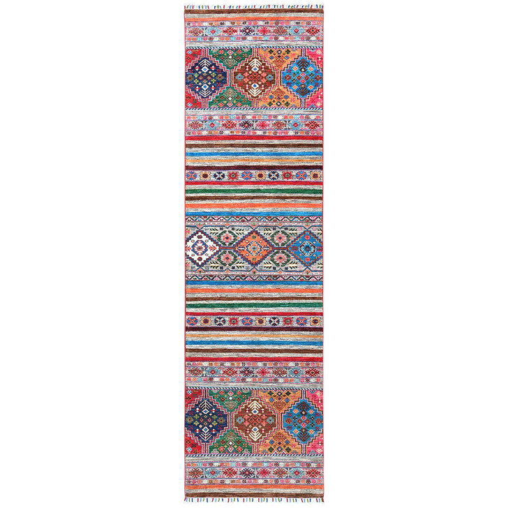 Kazak Wool Hand Knotted Rug Multicolored No Border 2.9X9.8 -O060842