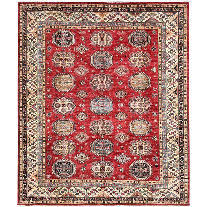 Kazak Wool Hand Knotted Rug Red Ivory 8.4X9.10 -O086267