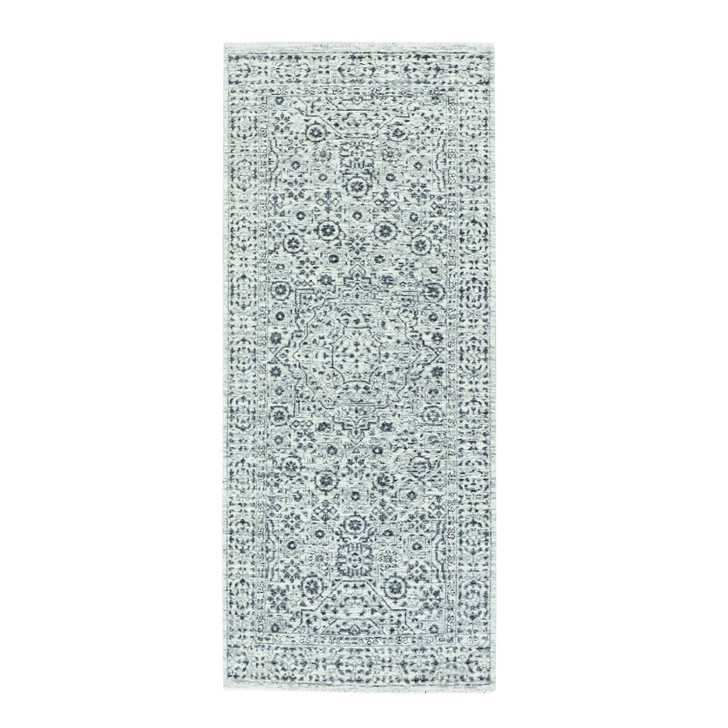 Mamluk Wool Hand Knotted Rug Ivory Ivory 2.6X6.0 -O079501