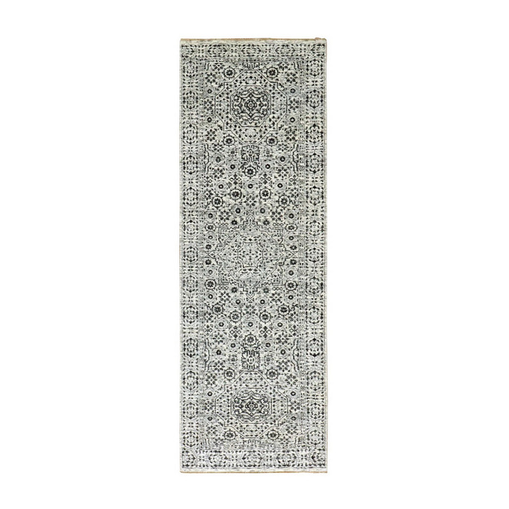 Mamluk Wool Hand Knotted Rug Ivory Ivory 2.8X10.0 -O079681