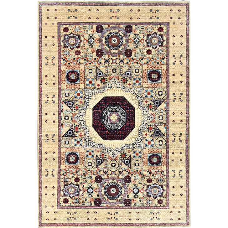Mamluk Wool Hand Knotted Rug Yellow Yellow 5.10X8.10 -O085879