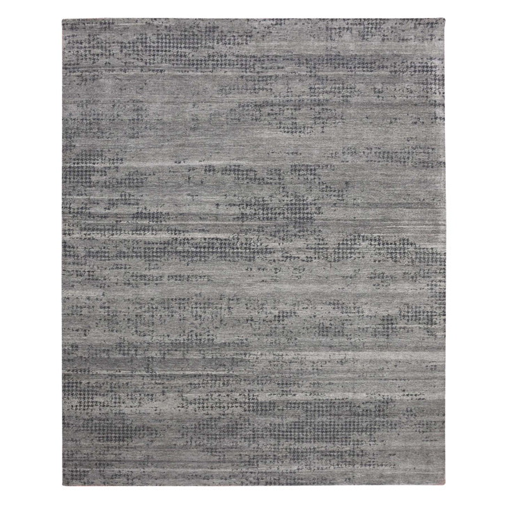 Modern and Contemporary Silk Hand Knotted Rug Grey No Border 8.0X10.1 -O075179