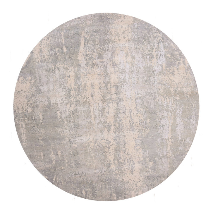 Modern and Contemporary Wool & Silk Hand Knotted Rug Grey No Border 11.11X12.0 -O075336