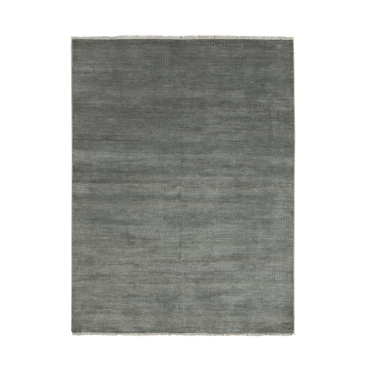 Modern and Contemporary Wool & Silk Hand Knotted Rug Grey No Border 5.1X7.1 -O079334