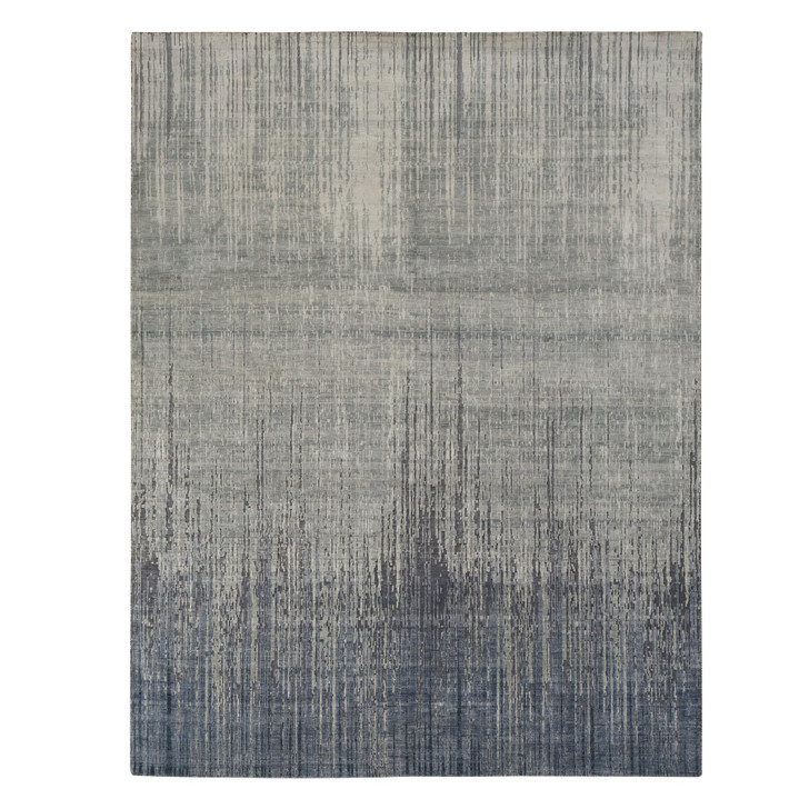 Modern and Contemporary Wool & Silk Hand Knotted Rug Grey No Border 8.0X10.4 -O078155