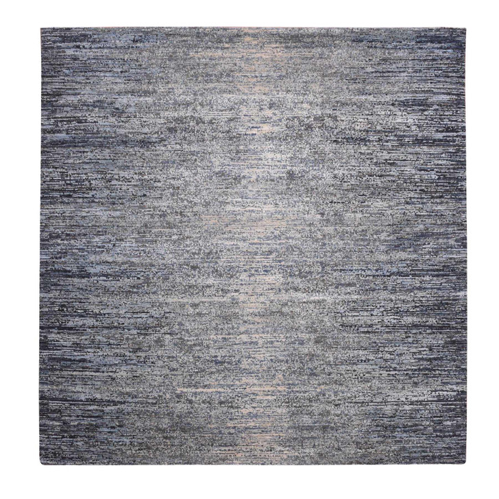 Modern and Contemporary Wool & Silk Hand Knotted Rug Grey No Border 8.0X8.2 -O075098