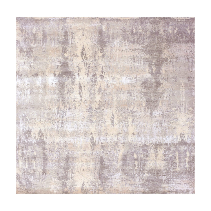 Modern and Contemporary Wool & Silk Hand Knotted Rug Grey No Border 8.1X8.2 -O075343