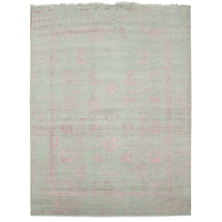 Modern and Contemporary Wool & Silk Hand Knotted Rug Grey No Border 9.0X11.10 -O079284