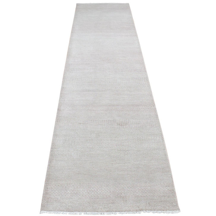 Modern and Contemporary Wool & Silk Hand Knotted Rug Pink No Border 2.7X11.3 -O087302