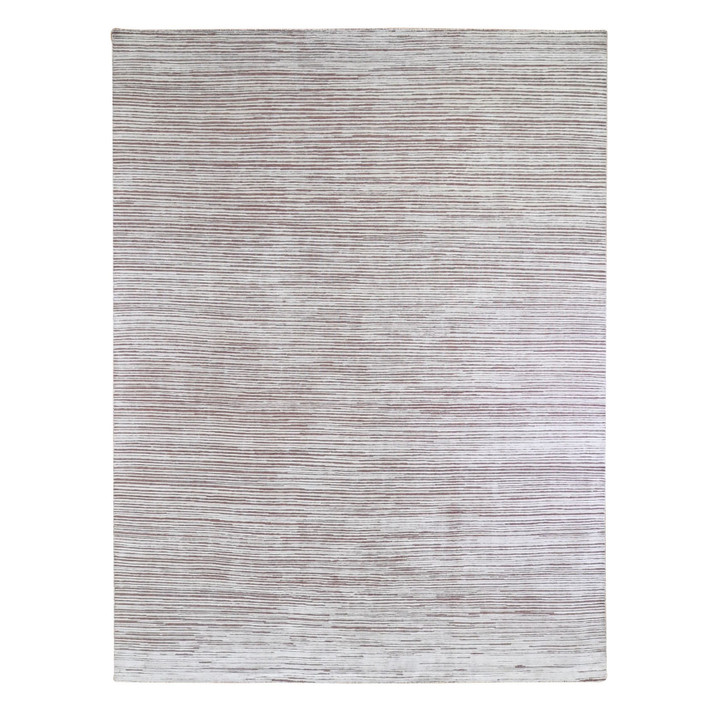 Modern and Contemporary Wool & Silk Hand Knotted Rug Pink No Border 9.1X11.10 -O066379