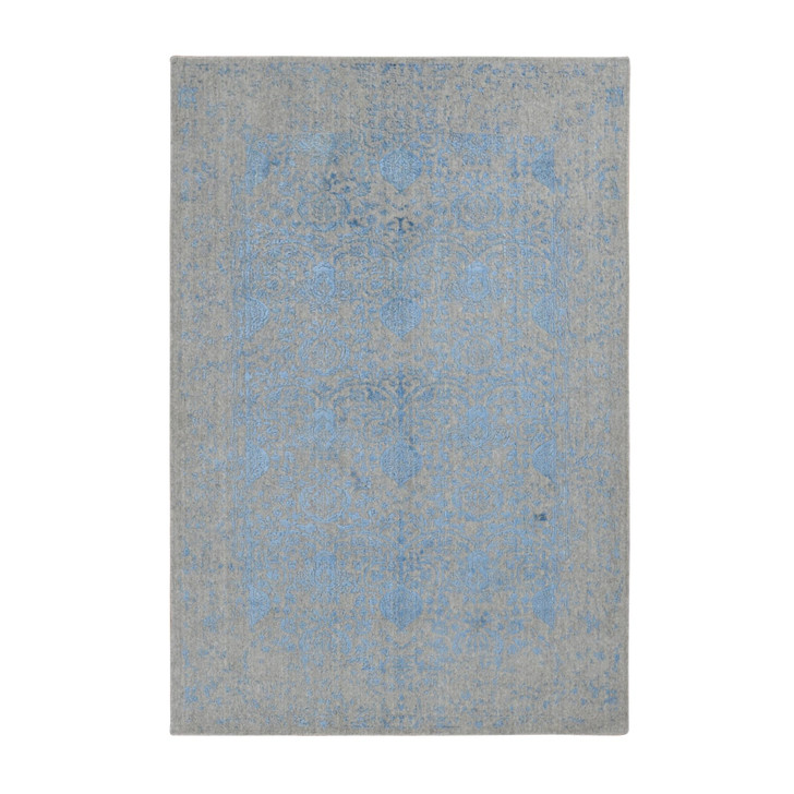 Modern and Contemporary Wool & Silk Hand Loomed Rug Blue No Border 5.10X8.9 -O087019