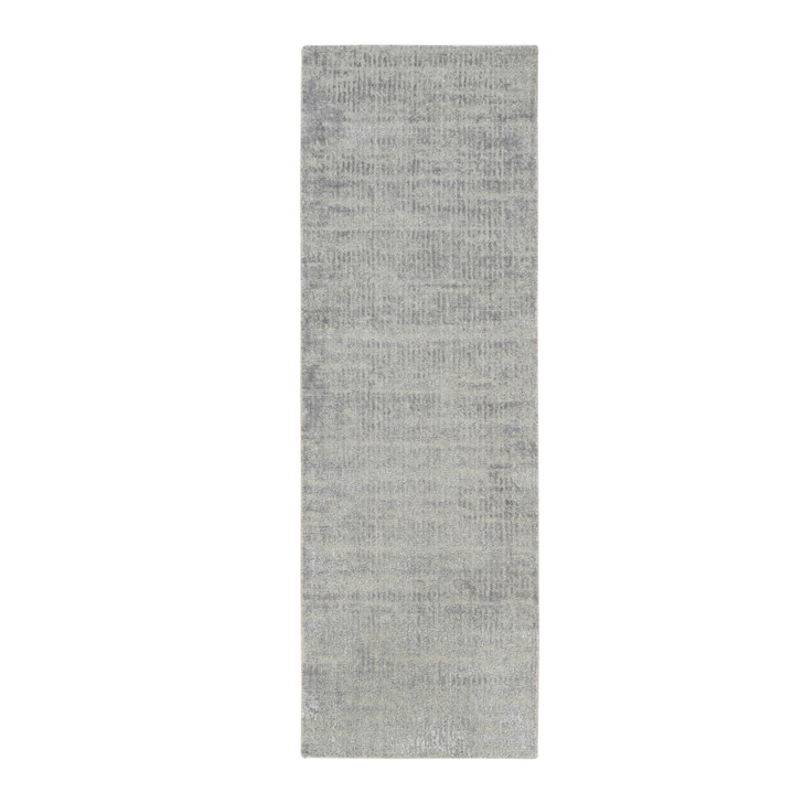 Modern and Contemporary Wool & Silk Hand Loomed Rug Grey No Border 2.6X8.0 -O062860