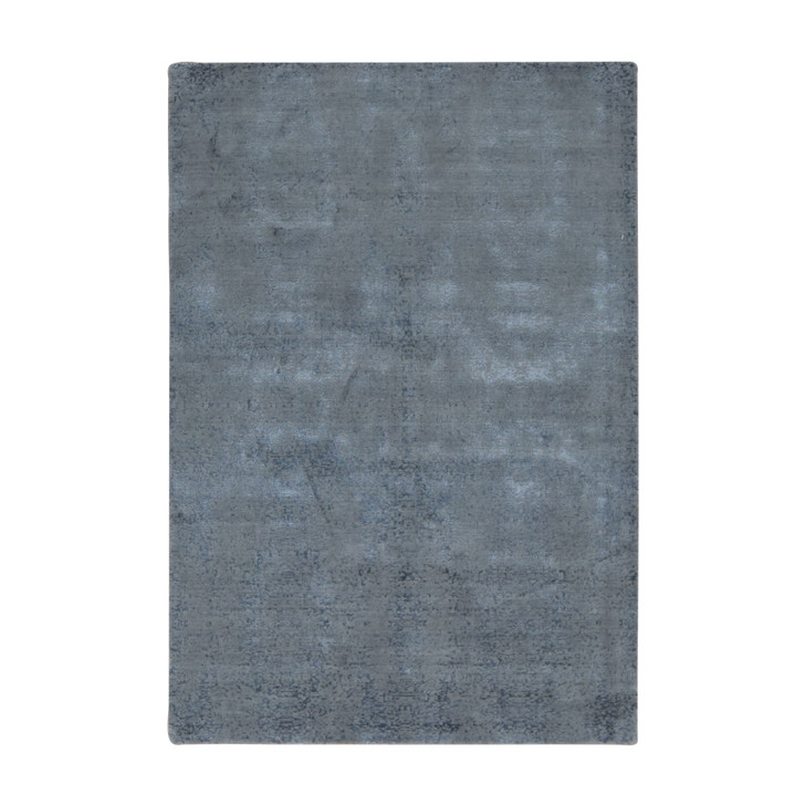 Modern and Contemporary Wool & Silk Hand Loomed Rug Grey No Border 6.0X9.0 -O080998
