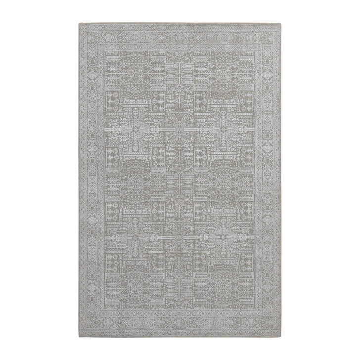 Modern and Contemporary Wool and Plant based Silk Hand Loomed Rug Grey Gray 5.9X9.0 -O087003
