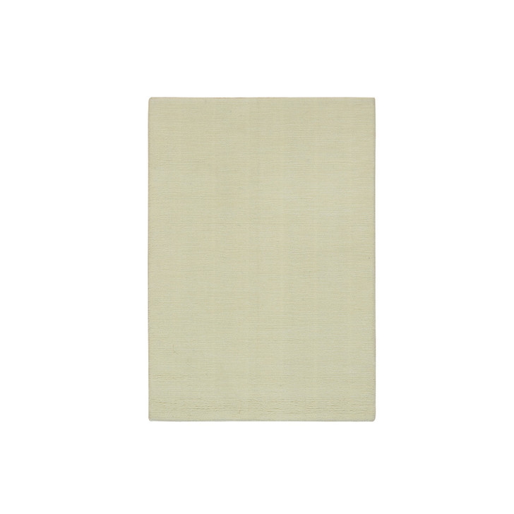 Modern and Contemporary Wool and Plant based Silk Hand Loomed Rug Ivory No Border 2.0X3.0 -O090174