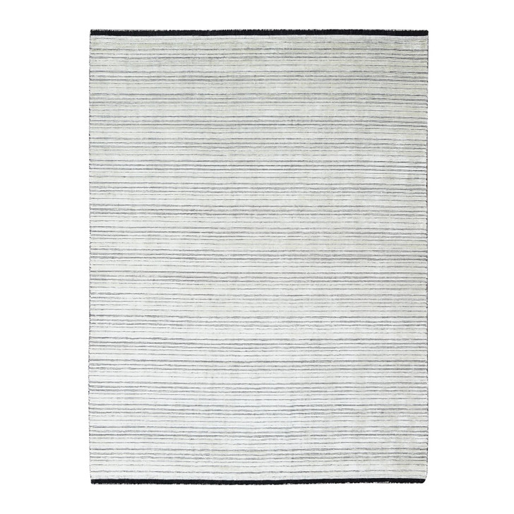 Modern and Contemporary Wool and Plant based Silk Hand Loomed Rug Ivory No Border 7.10X10.0 -O084334