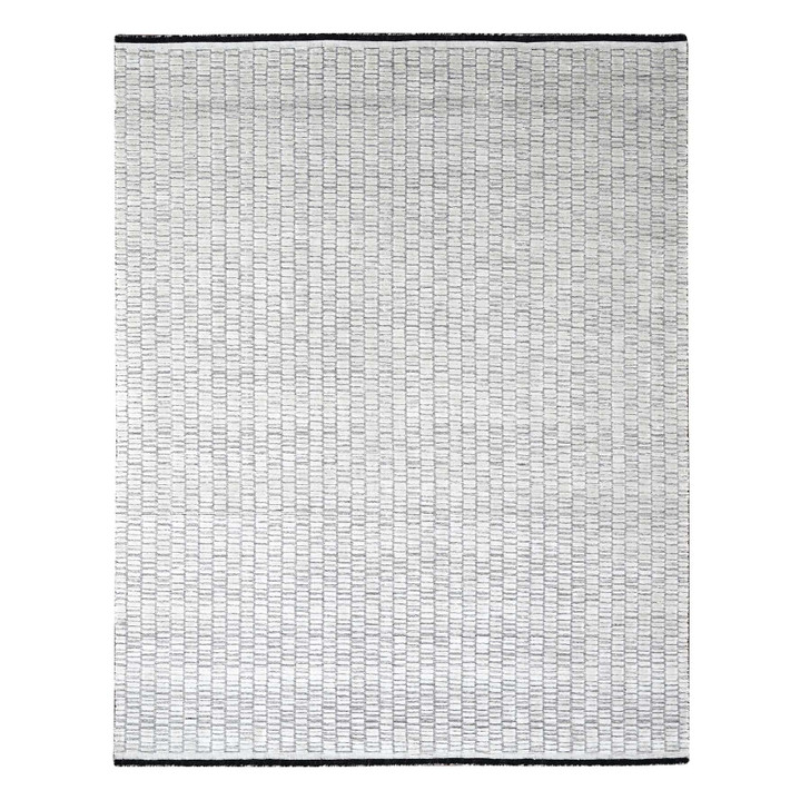 Modern and Contemporary Wool and Plant based Silk Hand Loomed Rug Ivory No Border 9.0X11.9 -O084585