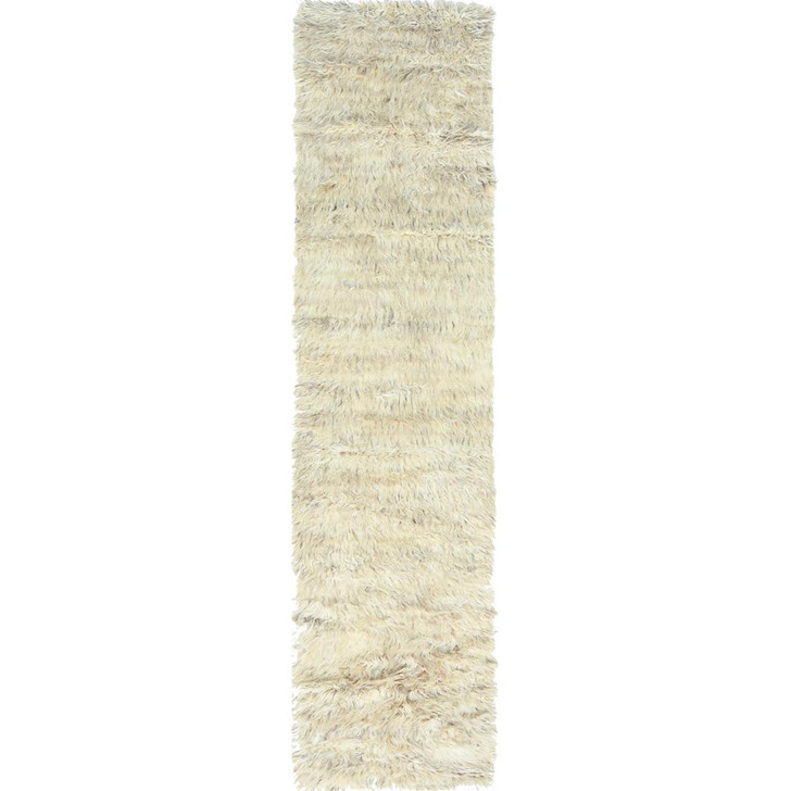 Modern and Contemporary Wool Hand Knotted Rug Beige No Border 2.7X10.1 -O082573