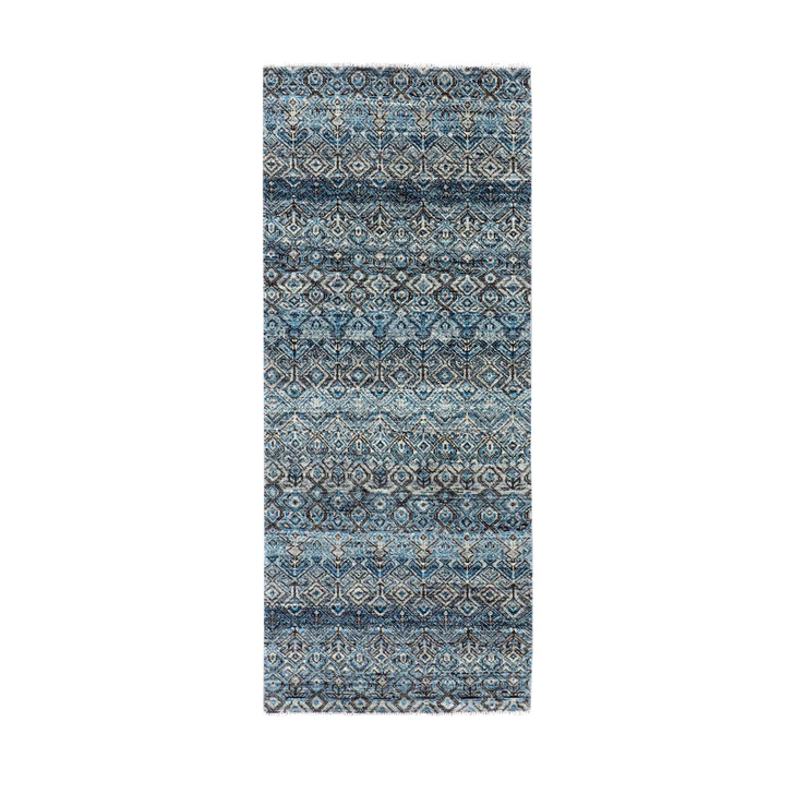 Modern and Contemporary Wool Hand Knotted Rug Blue No Border 2.6X6.1 -O079498