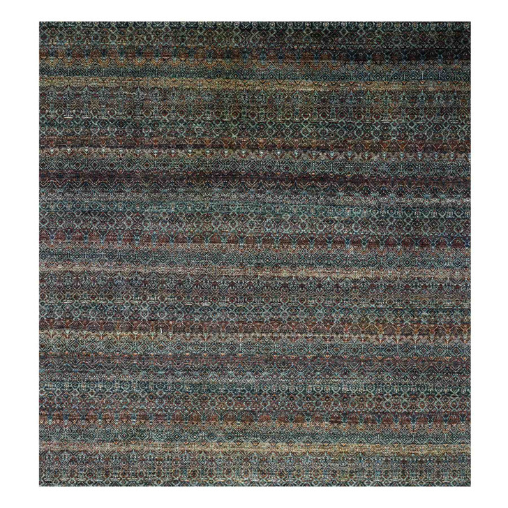 Modern and Contemporary Wool Hand Knotted Rug Brown No Border 10.0X10.0 -O079455