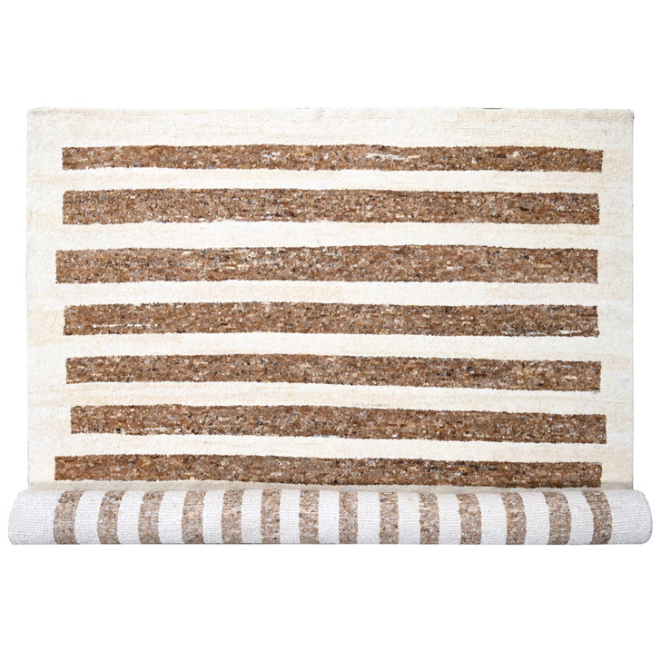 Modern and Contemporary Wool Hand Knotted Rug Brown No Border 12.2X14.10 -O084542