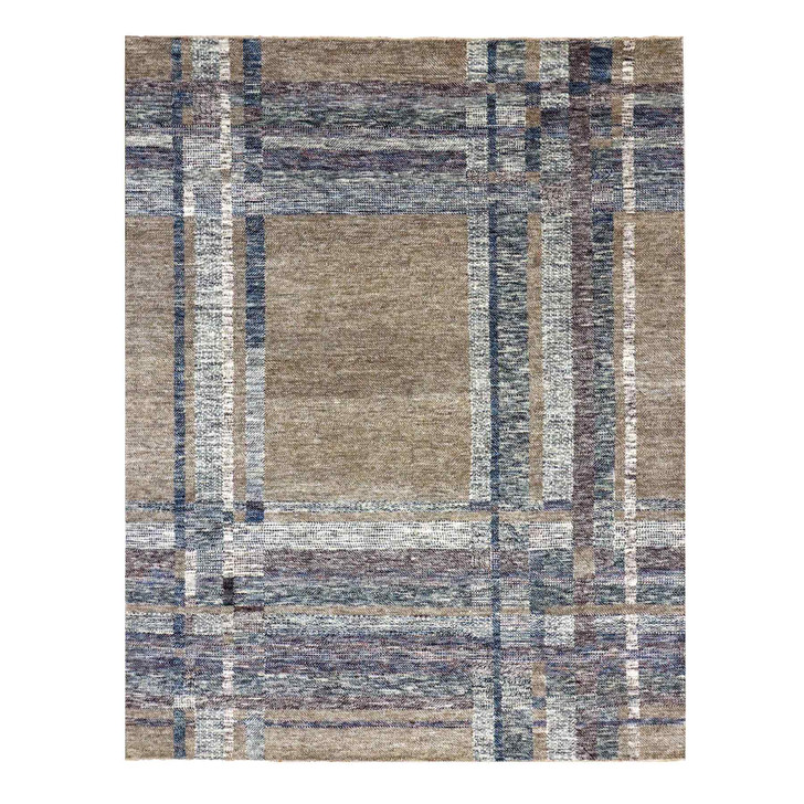 Modern and Contemporary Wool Hand Knotted Rug Brown No Border 8.2X10.2 -O079378