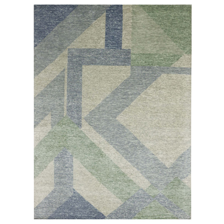 Modern and Contemporary Wool Hand Knotted Rug Green No Border 10.0X14.0 -O079416