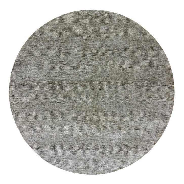 Modern and Contemporary Wool Hand Knotted Rug Grey No Border 10.0X10.0 -O079659