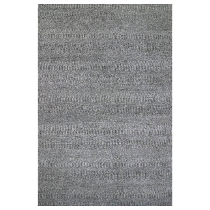 Modern and Contemporary Wool Hand Knotted Rug Grey No Border 14.1X18.2 -O079588