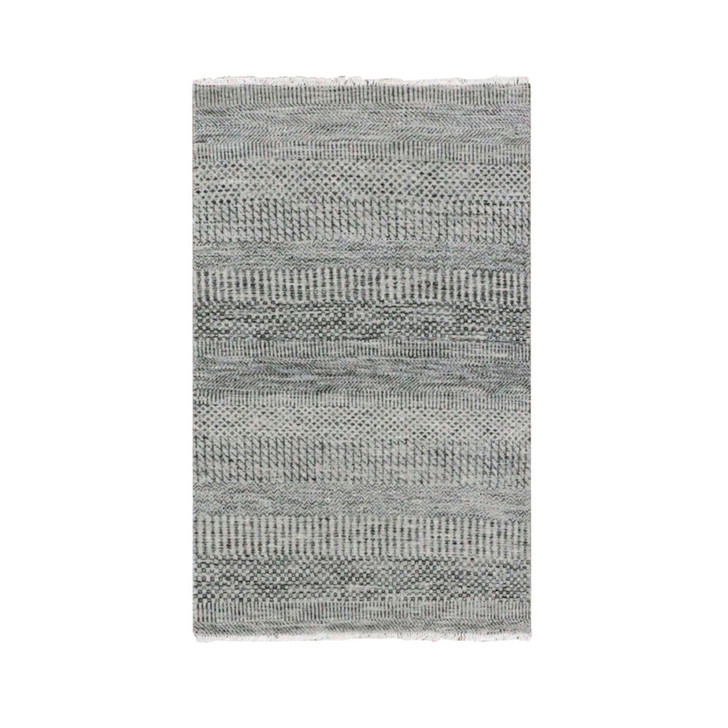 Modern and Contemporary Wool Hand Knotted Rug Grey No Border 2.5X4.1 -O079580