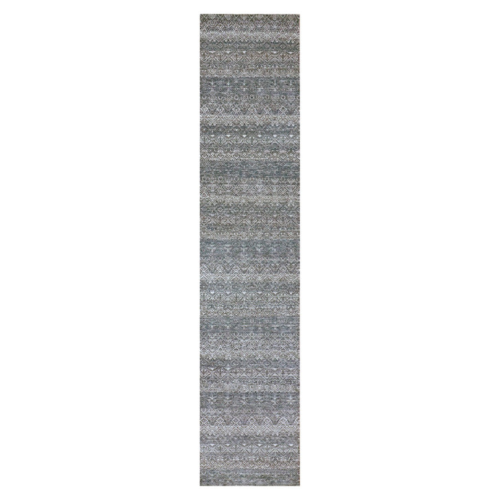 Modern and Contemporary Wool Hand Knotted Rug Grey No Border 2.6X12.2 -O079812