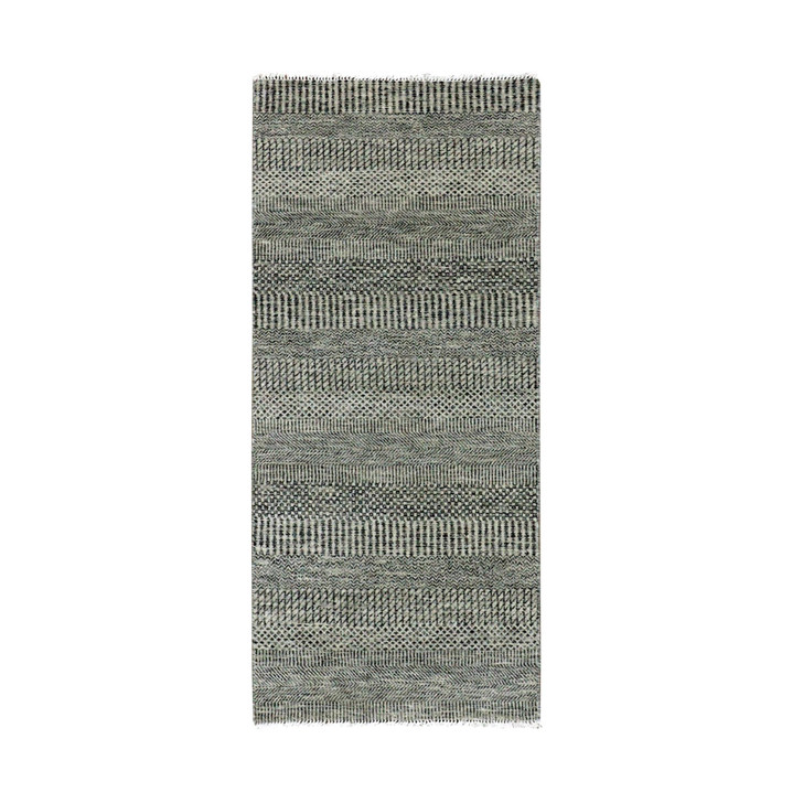 Modern and Contemporary Wool Hand Knotted Rug Grey No Border 2.6X5.10 -O079707
