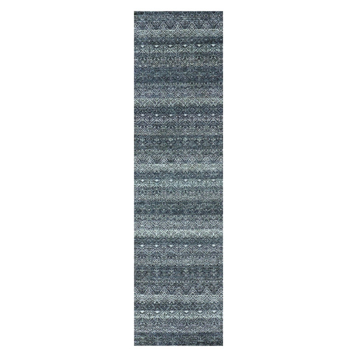 Modern and Contemporary Wool Hand Knotted Rug Grey No Border 2.7X10.1 -O079813