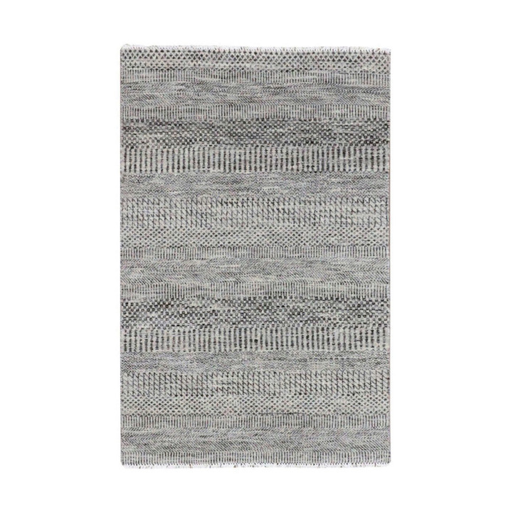 Modern and Contemporary Wool Hand Knotted Rug Grey No Border 3.0X4.9 -O079577