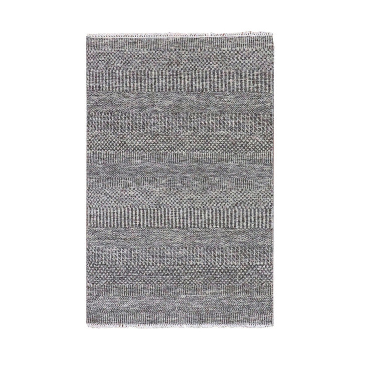 Modern and Contemporary Wool Hand Knotted Rug Grey No Border 3.1X5.0 -O079604