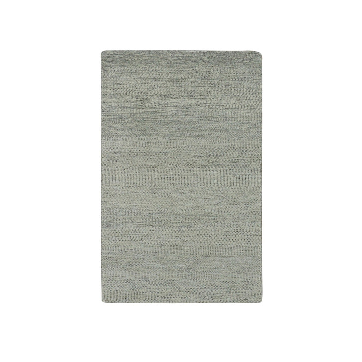 Modern and Contemporary Wool Hand Knotted Rug Grey No Border 3.1X5.7 -O079750