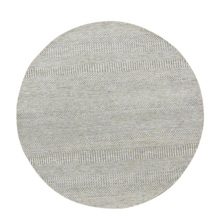 Modern and Contemporary Wool Hand Knotted Rug Grey No Border 4.10X4.11 -O079544