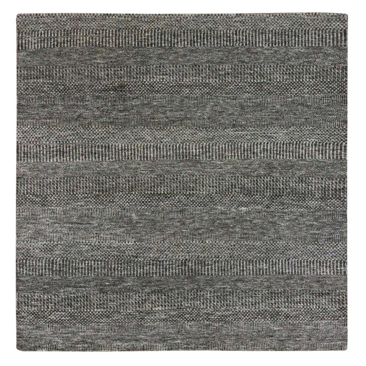 Modern and Contemporary Wool Hand Knotted Rug Grey No Border 5.11X6.1 -O079594
