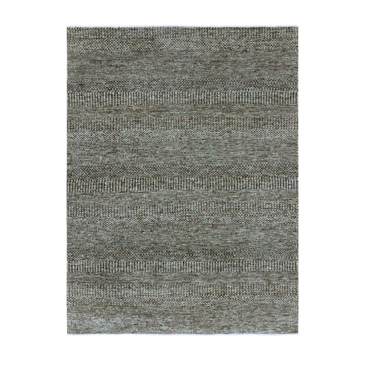 Modern and Contemporary Wool Hand Knotted Rug Grey No Border 5.2X7.0 -O079478