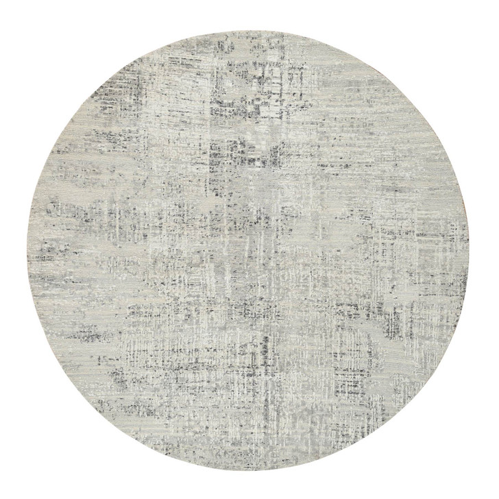 Modern and Contemporary Wool Hand Knotted Rug Grey No Border 7.10X7.10 -O064700