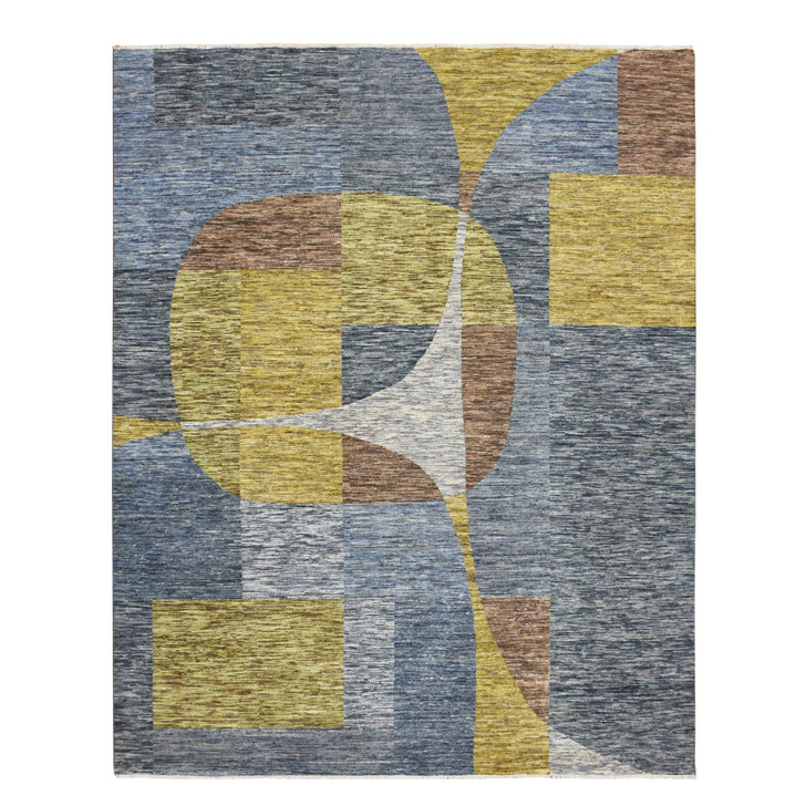 Modern and Contemporary Wool Hand Knotted Rug Grey No Border 8.0X10.0 -O075507