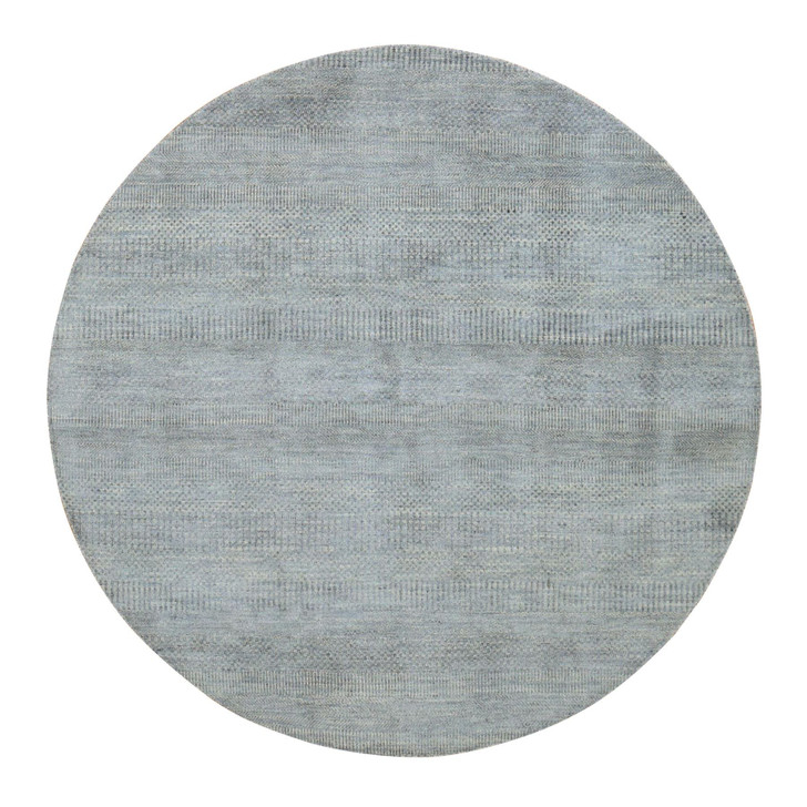 Modern and Contemporary Wool Hand Knotted Rug Grey No Border 8.0X8.0 -O087746