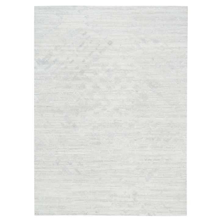 Modern and Contemporary Wool Hand Knotted Rug Grey No Border 9.0X12.0 -O062890