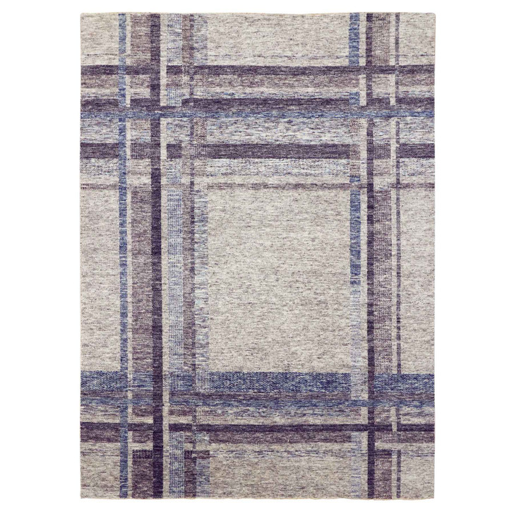 Modern and Contemporary Wool Hand Knotted Rug Grey No Border 9.0X12.1 -O079381