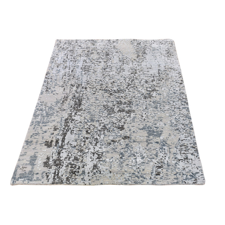 Modern and Contemporary Wool Hand Knotted Rug Grey Not Border 3.0X5.0 -O066591