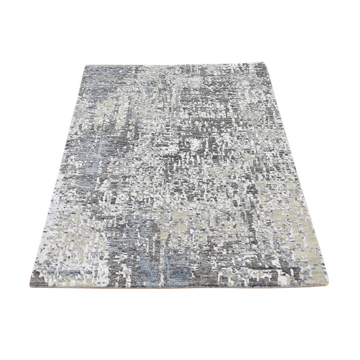Modern and Contemporary Wool Hand Knotted Rug Grey Not Border 3.1X5.0 -O066545